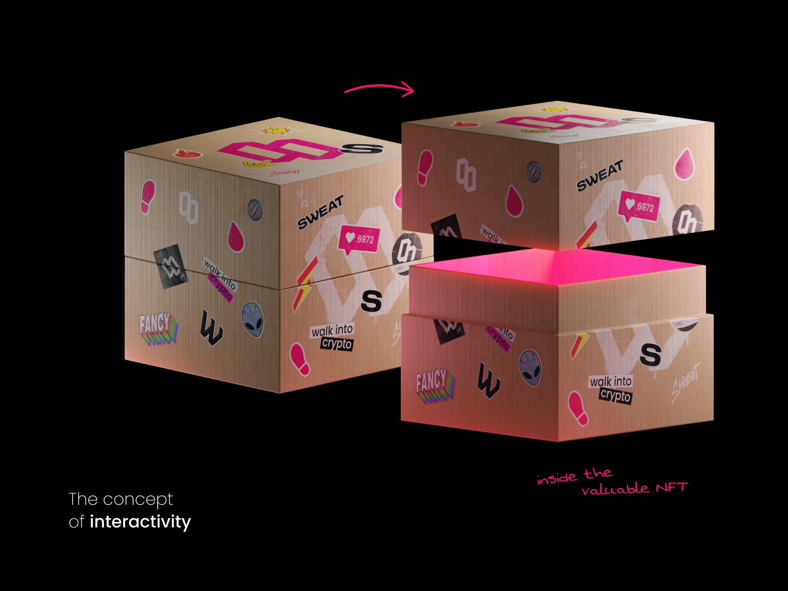 SWEAT / NFT LootBoxes 3d concept by Kirill Dubik for Sweatcoin on Dribbble