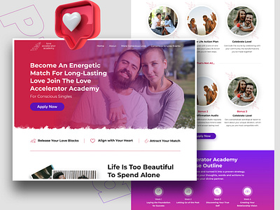 Love Accelerator Academy I Landing Page branding couple design dribble illustration illustrator landing page love loveacademy typography ui uxdesign web webdesign website website page