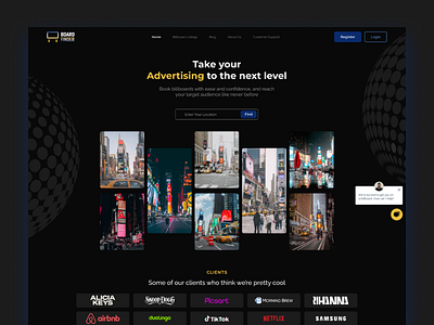 Board Finder: Discover the Perfect Billboard for Your Business advertising billboard billboard search board finder discover landing page ui ux website