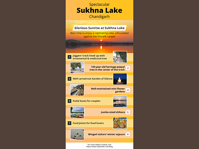 Sukhna Lake Chandigarh - Tourist Attraction point citywoofer design infographic nature lover sukhna lake chandigarh sunrise view