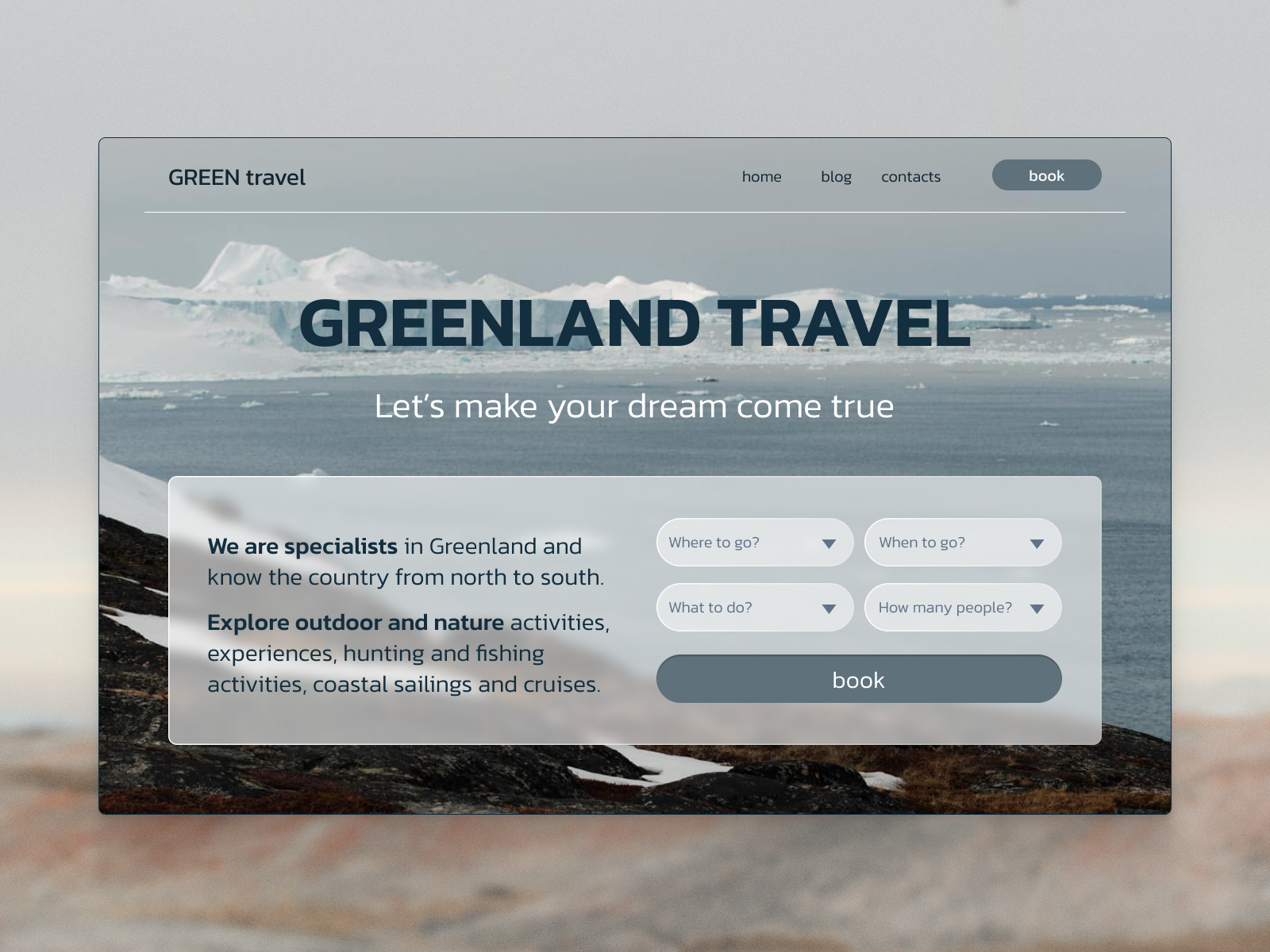 site design for Greenland travel company by Lily Smirnova on Dribbble
