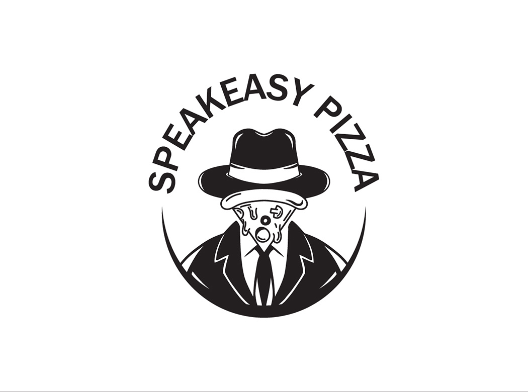 SPEAKEASY PIZZA art blackandwhite branding design digitalart graphic design illustration logo logodesign oldschool pizza vector