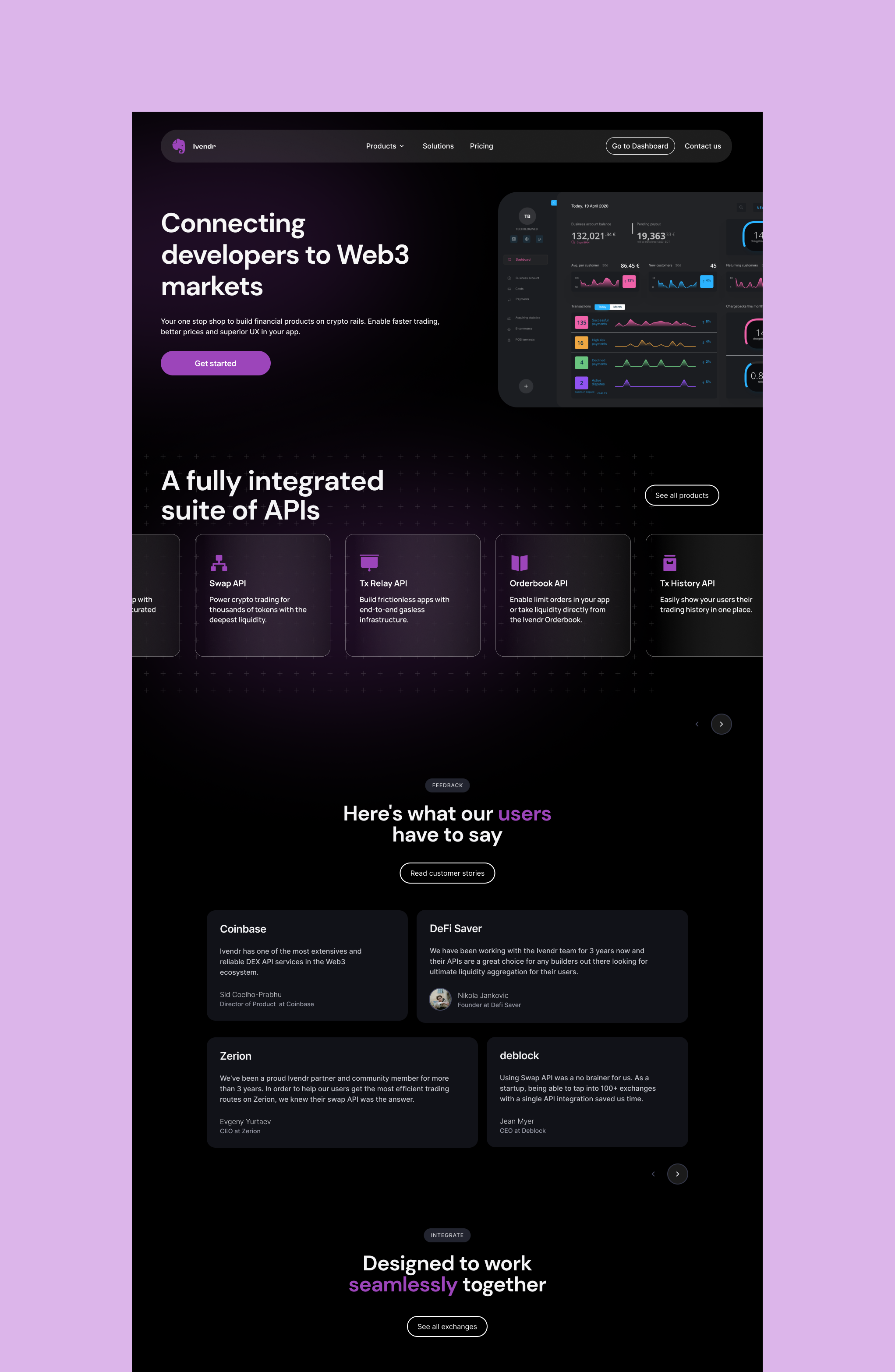 Web3 Api Landing Dashboard design figma landingpage ui