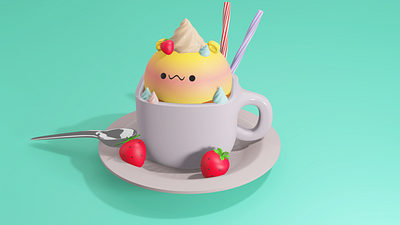 CUTIE CUP 3D 3d blender cute design graphic design illustration