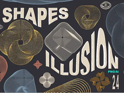 Illusion shapes art branding design illustration vector