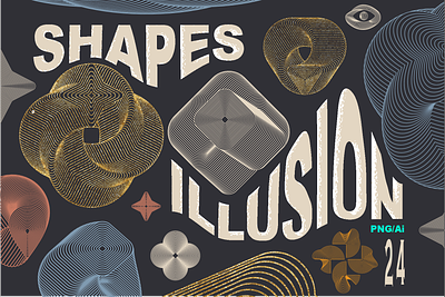 Illusion shapes art branding design illustration vector
