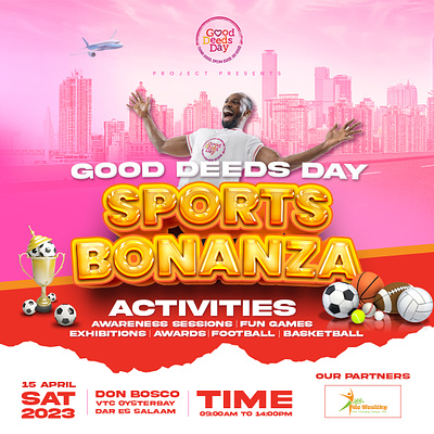 Sport bonanza poster design for Good Deeds Day Tanzania branding design graphic design illustration