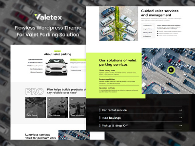 Valetex - Valet & Parking Services WordPress Theme html responsive design template uiux valet service vehicle