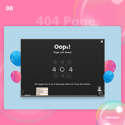 404 page 100dayuichallenge 404page dailyui day8 design error figma graphic design illustration ui userinterface uxui webui