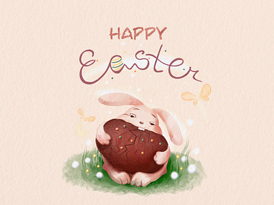 Easter rabbit cartoon character design cute digital easter egg illustration rabbit spring