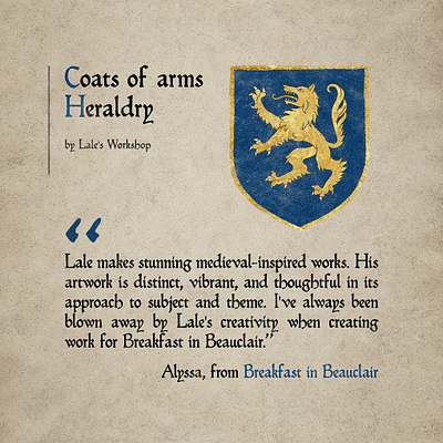 Work testimonial - Breakfast in Beauclair coa coat of arms design heraldry illustration logo manuscript medieval the witcher witcher wolf