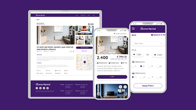 Home Rental adobe xd app figma ui ux website