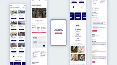 A Multi-Page Website For A Travel Agency (Mobile Version) design ecommerce figma travel ui ux webdesign website