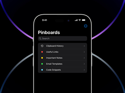 Paste iOS Pinboards Screen app apple copy ios iphone organize paste pin pinboards