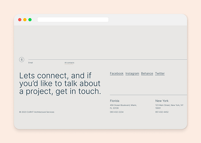 Contact Section - Design Exploration architect arhcitectural form brand identity branding conrtcution firm product design ui uiux