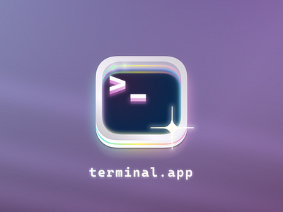 Shiny new terminal chill command line design dreamy gaming glow gradient icon icon design illustration keyboard lights lofi macos mechanical keyboard reflections rgb shiny terminal vector