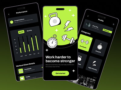 Fitness App app design dumbbell fitness app icons illustration training ui ux web