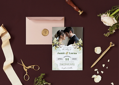 White Green Floral Watercolor Wedding Invitation branding canva canvatemplate design design graphic v graphic design