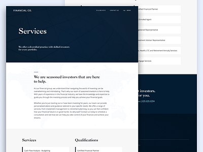 Financial Co Landing Page branding design landingpage landingpagedesign modern modern website services servicespage ui ui design ux design visual design web design websitedesign