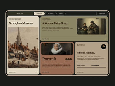 Museum - Website Concept blog cms concept design historical minimalist museum painting portfolio ui ux vintage web design website
