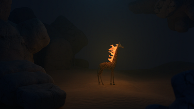 Burning Giraffe 3d 3d art animation b3d blender blender 3d cgi cycles dali fire giraffe light motion design motion graphics render salvador short simulation vfx video