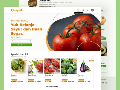 Sayurku - vegetable and fruit online store design e commerce food fruit landing page online store product page ui vegetable website