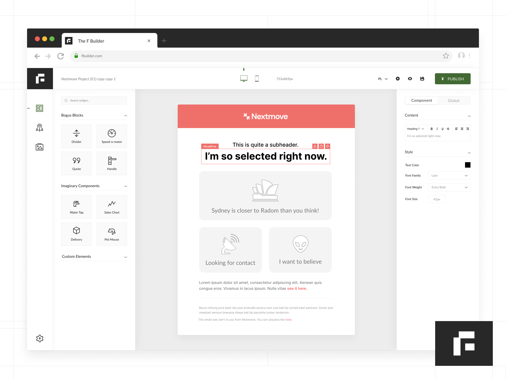 Example of Email template builder