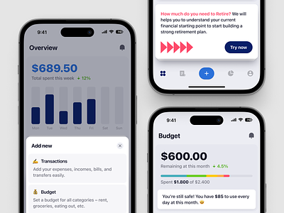 Dompet 💵 - Money Manager Mobile App app banking bar chart budget card clean component e-wallet expenses finance ios iphone 14 manager minimal mobile payment productivity tracker ui ux