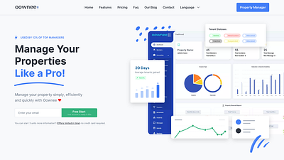 Oownee Property Management Software Landing Page app high conversion landing page landing page saas ui ux
