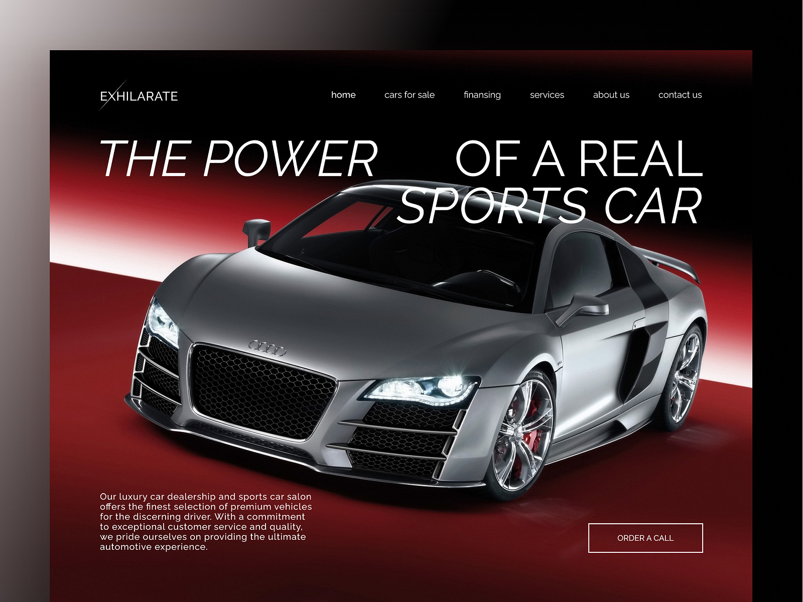 Main screen Sports car store`s website by Elena Bondareva on Dribbble
