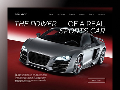 Main screen Sports car store`s website design graphic design logo typography ui