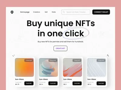 NFT bank animated ui animation bockchain landing page nft nft sale pastel ui ui ux web web design web3 webdesign website website ui