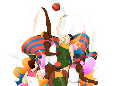 The dance of hustle 🏀 america artandsport basketball brazil hustle illustration olympics sport sporty teamwork usa