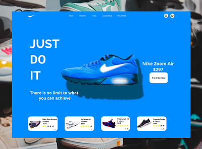 Landing page for a Nike website