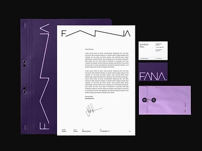 FANA® Visual Identity brand identity branding graphic design logo logo design purple stationery stationery design visual identity