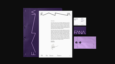 FANA® Visual Identity brand identity branding graphic design logo logo design purple stationery stationery design visual identity