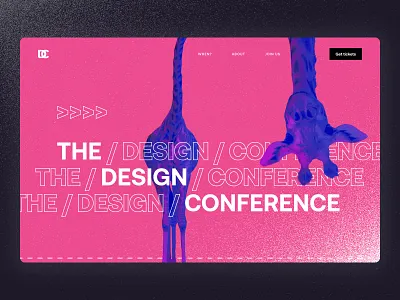Landing Page Concept - Design Conference animals brutalism concept conference event funny landing page neobrutalism pink purple sign in
