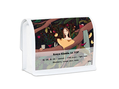 Сoffee packaging bird design forest girl illustration packaging design procreate сoffee packaging