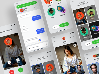 Chatinc - Message App UI KIT ( Calling Flow ) app app design call calling chat chat app chatting message message app messaging mobile mobile app ringing video call voice note whatsapp
