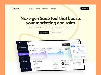 Devour - Saas Solution Website Design creative web homepage management ui saas saas landing page web application web development webpage design website website design