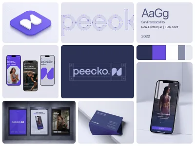 Peecko® — Brand Identity app icon b2b brand identity branding clean fitness grid gym health logo logo design meditation mental health mindfulness minimalistic mobile app ui wellness workout yoga