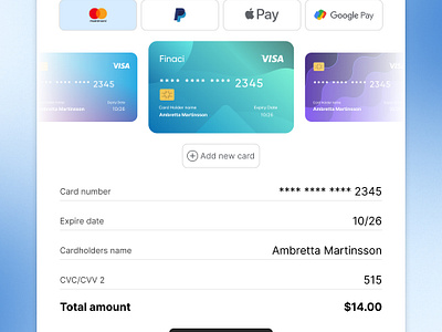 Checkout page app design billing card clean color design figma minimalistic payment payment app payment screen ui ui design ux ux design web design website