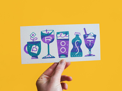 Riso Postcard - Cheers alcohol amsterdam cheers drawing handlettering illustration lettering linedrawing print riso risograph texture