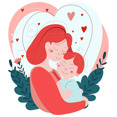 Mother's Day, Vector/Flat Illustration adobe adore animation anime artwork branding cartoon character child creative design digital art flat graphic design illusration illustrator love mothers day portfolio vector