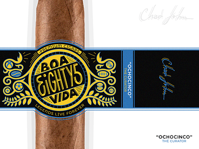 Label design for “Eighty5” brand boa vida chad john chadjohnson cigar cigar label eighty5 graphic design icon icon design illustration label label design ochocinco packaging premium cigar the curator vector