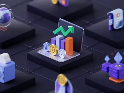 Crypto Currency 3D Illustrations pack 3d 3d illustration 3dart branding c4d cinema4d design illustration octane render ui uiux