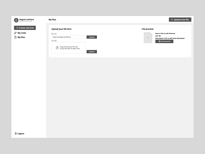 Simple file and link management panel 2d alanhart branding design file file panel graphic design illustration lanhart link link panel logo management panel theme ui ux vector