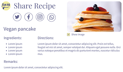 Social share (recipe) design #DailyUi Challenge #010 dailyui design ui