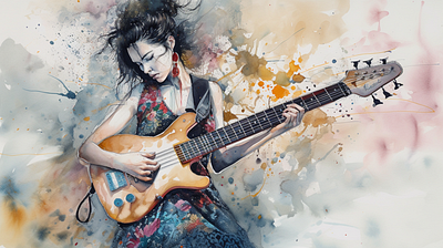 Guitarist attractive bright colors colorful creation creativity design guitarist illustration music painting effect
