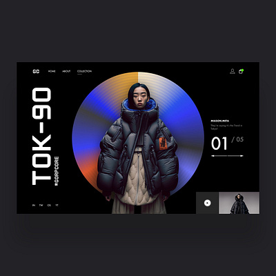Tok-90 Techwear Web Ui Design Concept design future futuristic graphic design jacket nft nft artwork photography techwear ui ui design ux ux design web design